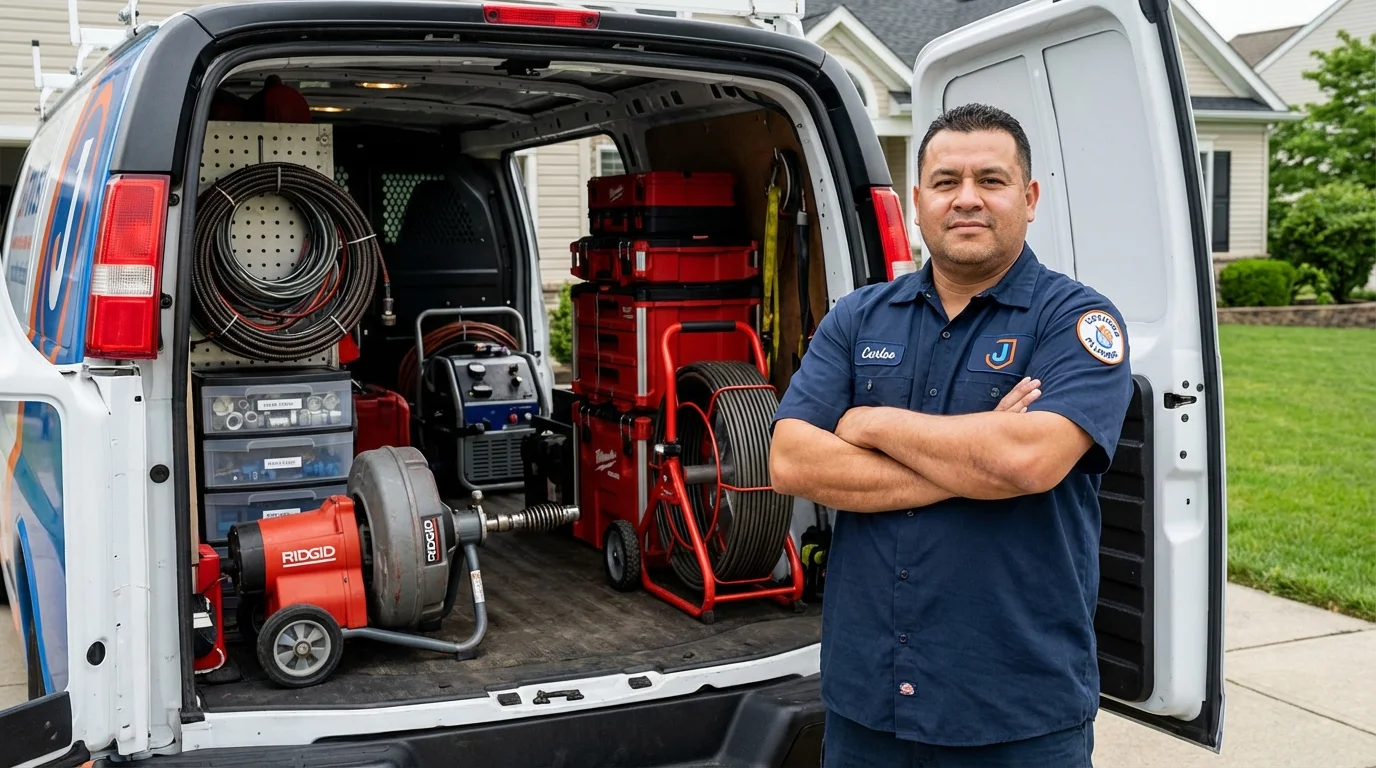 Professional drain cleaning equipment and Johns Plumbing LLC plumber in Miller Place