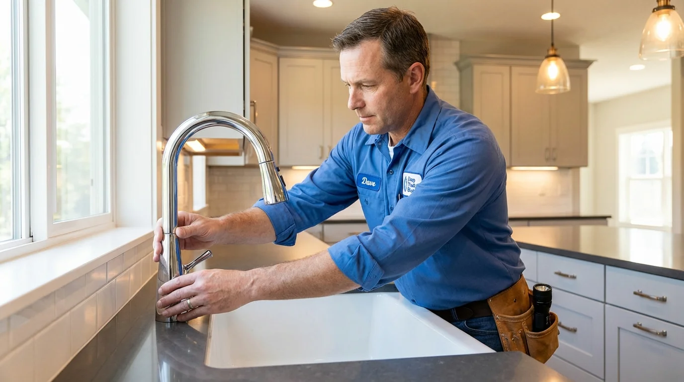 Kitchen faucet installation by Johns Plumbing LLC in Miller Place